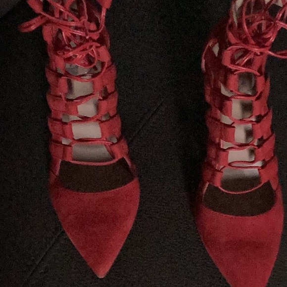 Red suede hight heel sandals - Picture 2 of 2